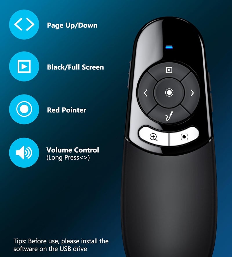 HEYLACOOLX Presentation Clicker for TV LED LCD Screen Digital Presentation Clicker w Magnifier Highlight,2 in 1 Type C Presenter Remote Pointer Wireless with Volume Control for Classroom Teacher Projector Mac - Image 5